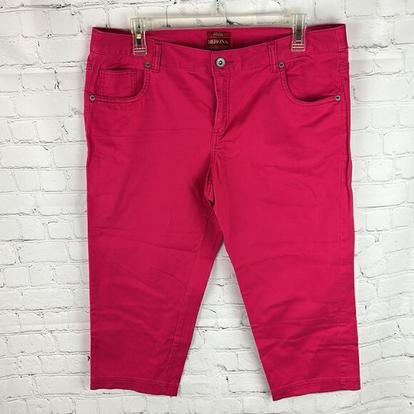 Merona Stretch Red/Pink Cropped Pants Size 12 - Picture 1 of 6